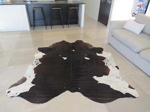 SALE Large Cowhide - Brown Chocolate + White - SKU 8857