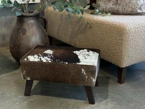 Dark Walnut Brown + White Dappled Angled Leg Footstool F