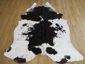 Cowhide Rugs: Large Cowhide - Black + White Smudge - SKU 9757