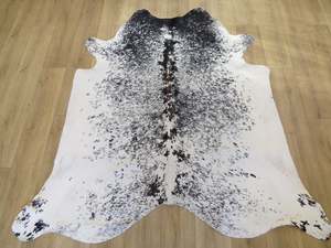Cowhide Medium - Black & White speckle, brown ridge sprinkle SKU 778