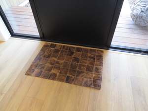 Indoor Patchwork Cowhide Doormat Rug – Mid Brindle