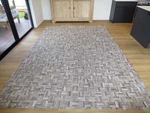 EXTRA LARGE SIZE Parquet Patchwork Rectangle Rug - Grey Gris - CONTACT US TO ORDER
