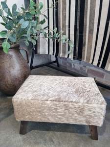 Taupe + Cream Speckle Angled Leg Footstool Y