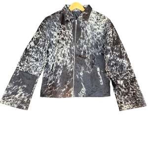 Cowhide Jackets: Large size - Cowhide Black and White Salt & Pepper