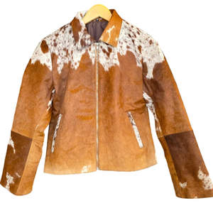 Cowhide Jackets: Small size - Cowhide Jacket Tan and White