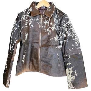 Extra Small size - Cowhide Jacket Dark Brown + White
