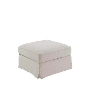 Hamptons: Hamptons Contemporary Slip Cover Ottoman - Beige Linen Blend