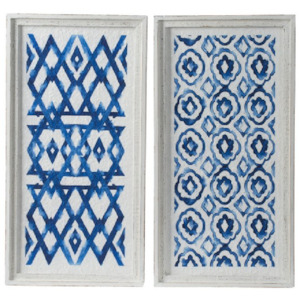 Wall Art: Pair of White & Indigo Framed Prints
