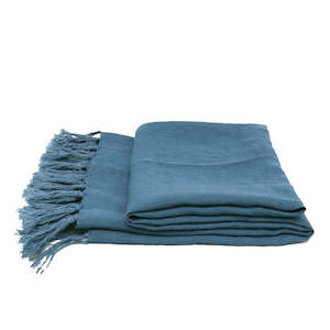 100% Linen Throw - Blue