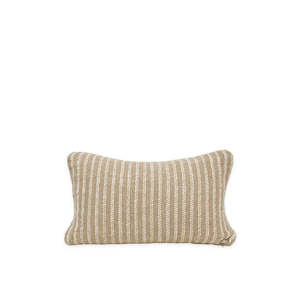 Homeware: 100% Linen Rectangular Cushion - Pinstripe Small