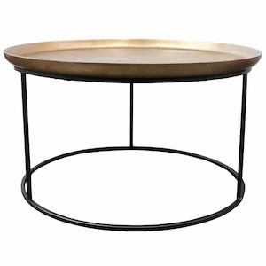 Coffee Tables: Brass & Black Round Coffee Table