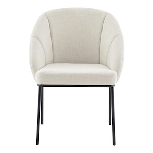 Hamptons Scallop Dining Chair - Beige & Black