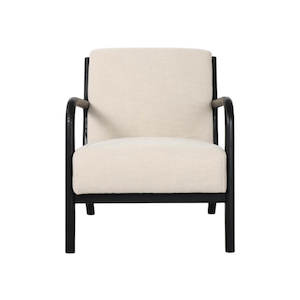 Herringbone & Oak Occasional Chair – Cream & Black