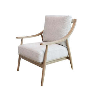 Curved Arm Oak Armchair - Oatmeal