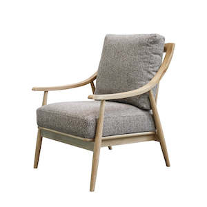 Curved Arm Oak Armchair - Mink
