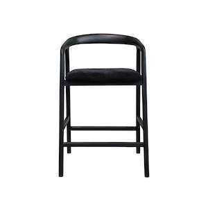 Stools: Coastal Rounded High Back Ash Barstool - Black