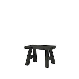 Stools: Handmade Peasant Rectangular Footstool - Black