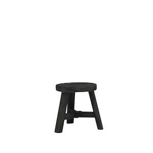 Stools: Handmade Peasant Round Footstool - Black