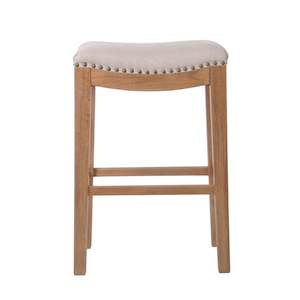 Stools: Stud Detail Counter Stool - Natural & Beige