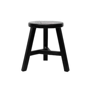 Stools: Handmade Peasant Black Stool - Round