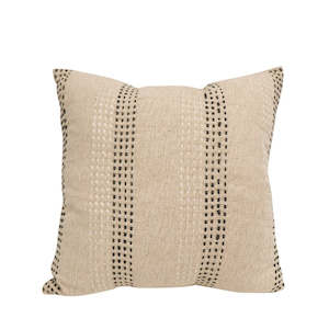 Ornaments Decor: Two Tone Dotted Stripe Cushion - Natural