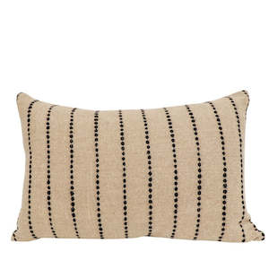 Cushions: Dotted Stripe Rectangular Cushion - Sand
