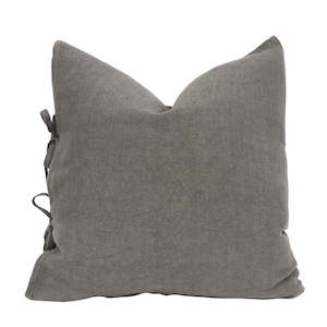 Cushions: Linen Tie Cushion - Charcoal