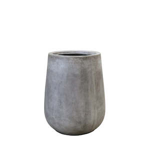Outdoor Pots Planters: East Hampton Rounded Weathered Grey Concrete Pot - Small