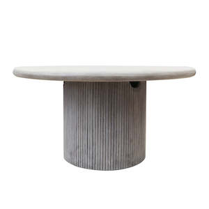 Outdoor Round Grey Concrete Pillar Dining Table - 150cm
