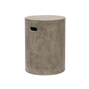 Outdoors Furniture: Concrete Cylinder Slot Stool & Side Table - Grey