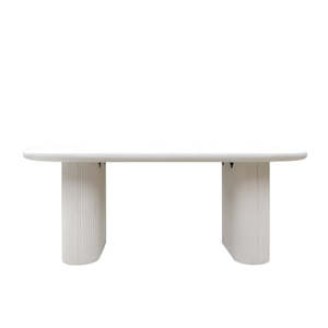Outdoors Furniture: Outdoor Oval White Concrete Pillar Dining Table - 200cm