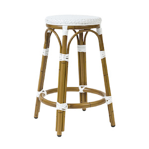 Saint-Tropez White Wicker Barstool (Indoor & Outdoor)