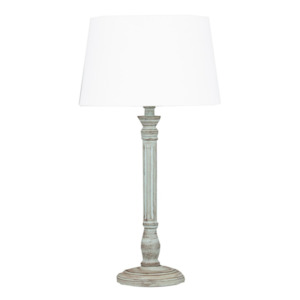 Lamps: White Linen & Slim Green Washed Base Table Lamp