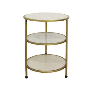 Marble & Brass Round Three Tier Side Table