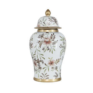 Silver Gold Brass: Gold Accent Floral Ginger Jar 45cm