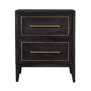 Black & Brass Distressed Bedside Table