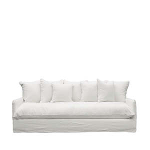 Relaxed Three Seater Slip-Cover Sofa - White