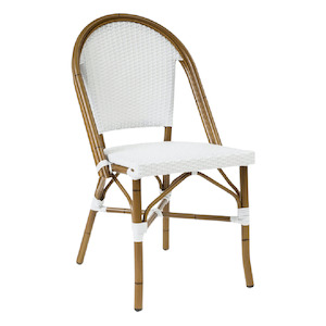Boho Beach: Saint-Tropez White Wicker Dining Chair (Indoor & Outdoor)