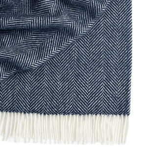 Herringbone Weave Throw - Magnus Navy