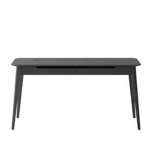 Furniture: Scandi Oak Slot Detail Desk - Black