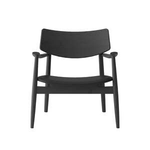 Nordic Solid Oak & Leather Occasional Chair - Black