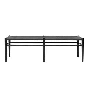 Oak & Rattan Bench 150cm - Black