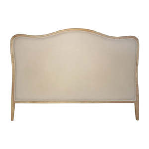 Scalloped Oak & Natural Linen Headboard - Queen