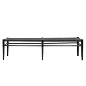 Bed Benches: Oak & Rattan Bench 180cm - Black