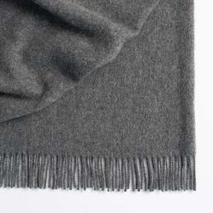 100% NZ Lambswool Weave Throw - Nevis Charcoal