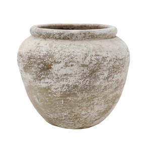 Mediterranean Weathered Cream Wash Ceramic Pot - Large