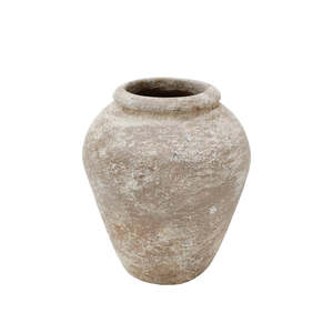 Mediterranean Weathered Cream Wash Ceramic Pot - Medium