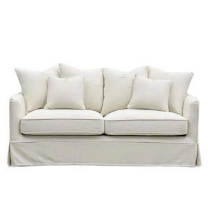 Hamptons Contemporary Two Seater Slip-Cover Sofa - Ivory