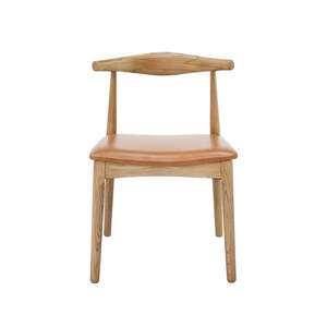 Solid Oak & Leather Curved Back Dining Chair - Natural & Tan