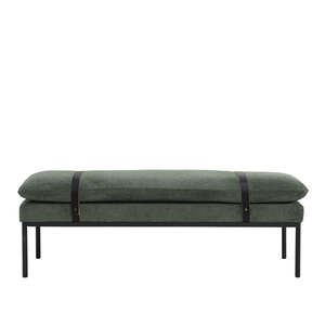 Buckle Detail Fabric Ottoman Bench - Sage
